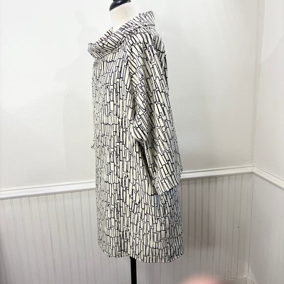 Bryn Walker Size M Top Keeley Cream and Black Geometric Print Tunic Lagenlook - Picture 2 of 13